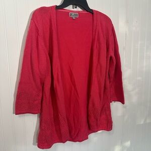 JM Collection Cardigan Sweater Duster Pink Coral XL X Large XLarge Knit